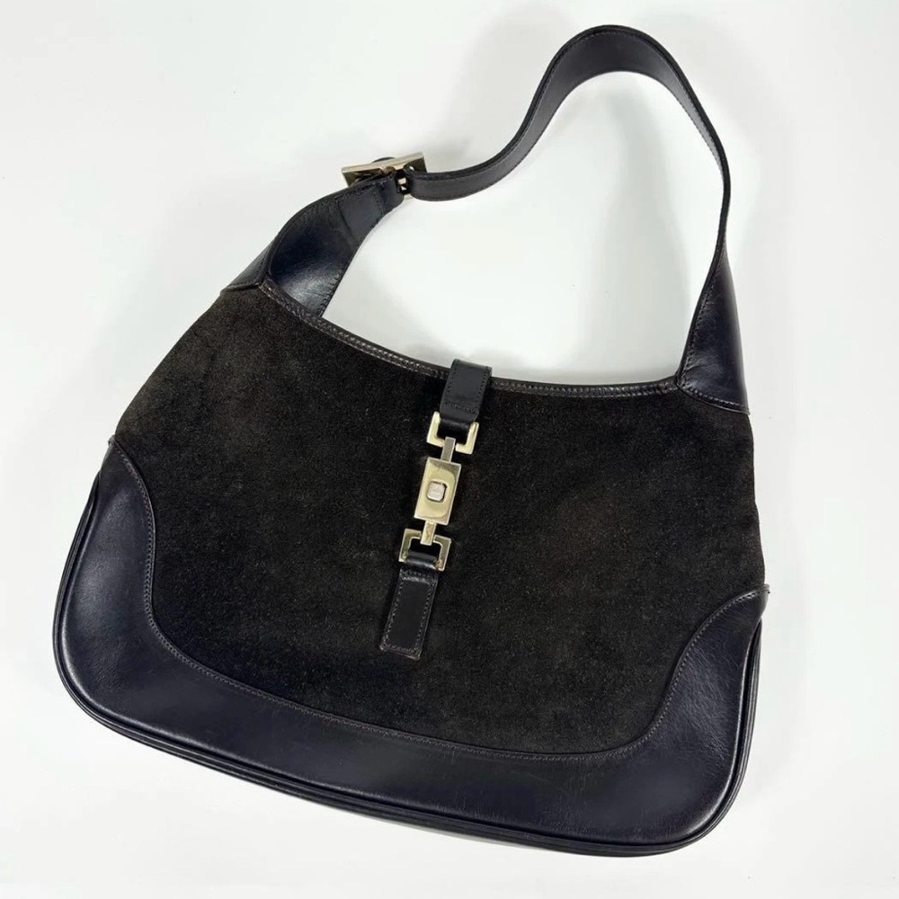 Gucci jackie O vintage Classic brown Suede & Leather Shoulder Bag